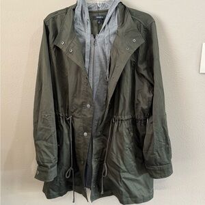 Torrid Green Military Field Jacket with Relaxed Fit and Zipper Torrid size 2